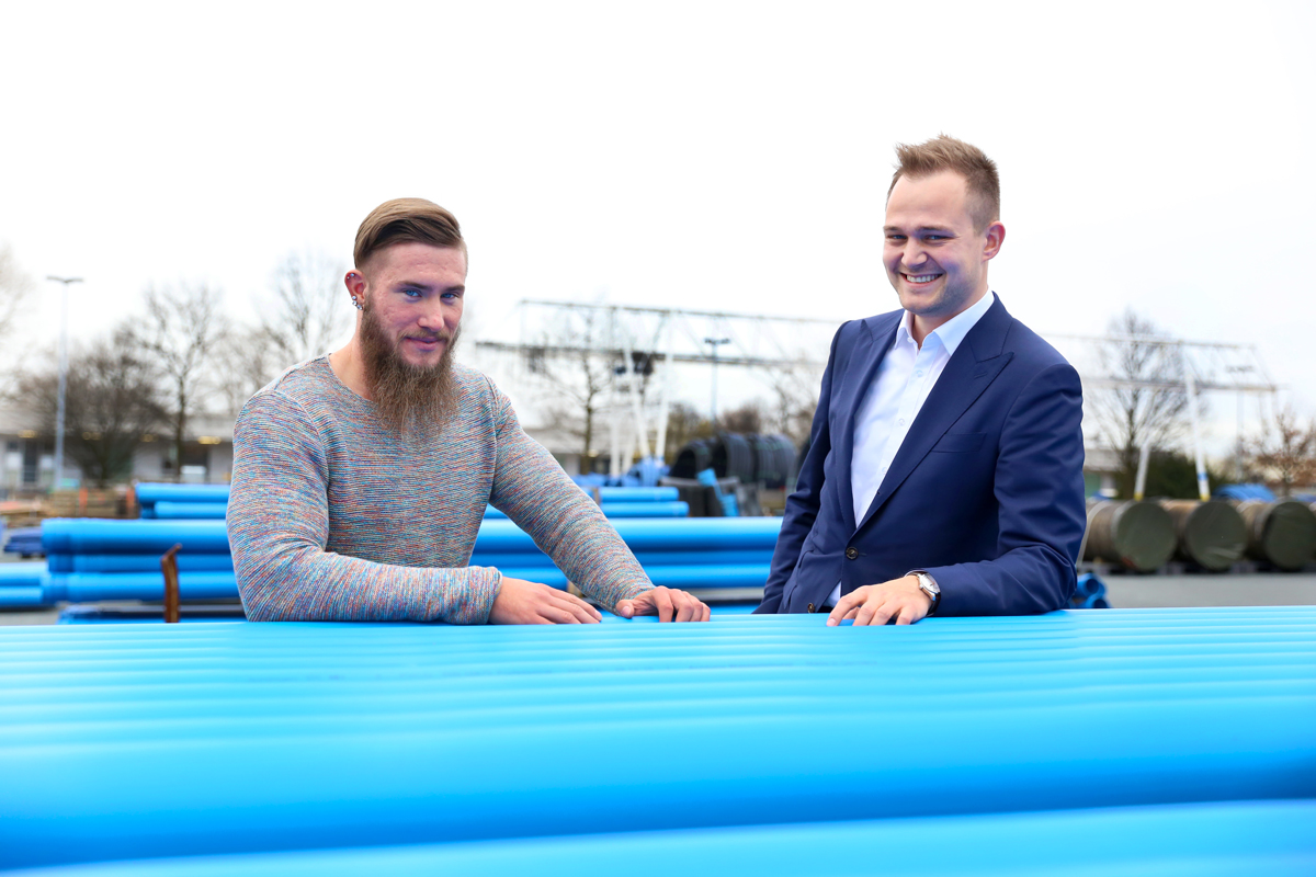 Joblinge: Azubi Tim Maldei und Mentor Klas Rabenschlag bei Gelsenwasser