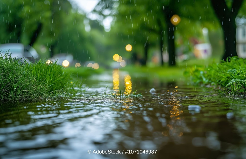 Grün und Wasser in einer Stadt