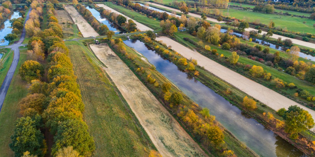 Versickerungsbecken des Wasserwerks Haltern aus der Vogelperspektive - die Halterner Sande 