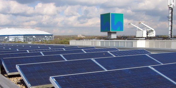 Photovoltaik auf dem Dach der Hauptverwaltung bei Gelsenwasser