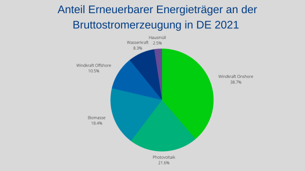 Anteil Erneuerbarer Energieträger an der Bruttostromerzeugung in DE 2021