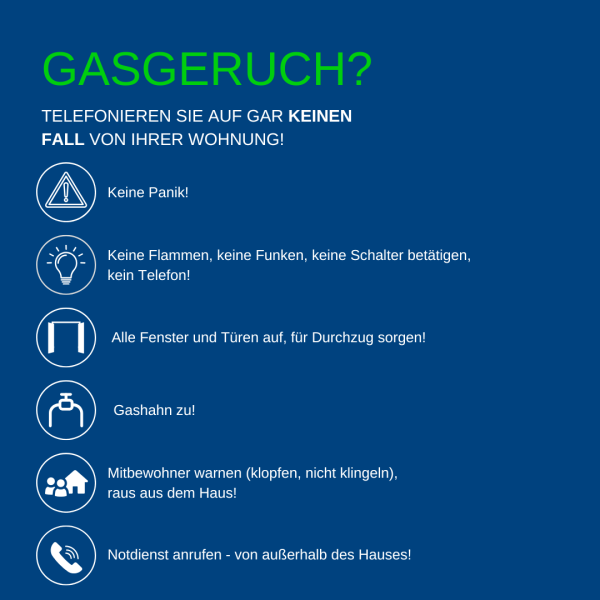 Verhalten bei Gasgeruch